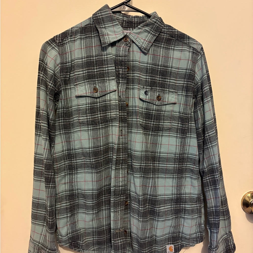 Carhartt Plaid Button-Up Shirt - Green and Grey